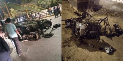 کراچی،یونیورسٹی روڈ پر کار الٹ گئی ، 4 افراد موقع پر جاں بحق،حادثے میں کار اور موٹرسائیکل مکمل تباہ